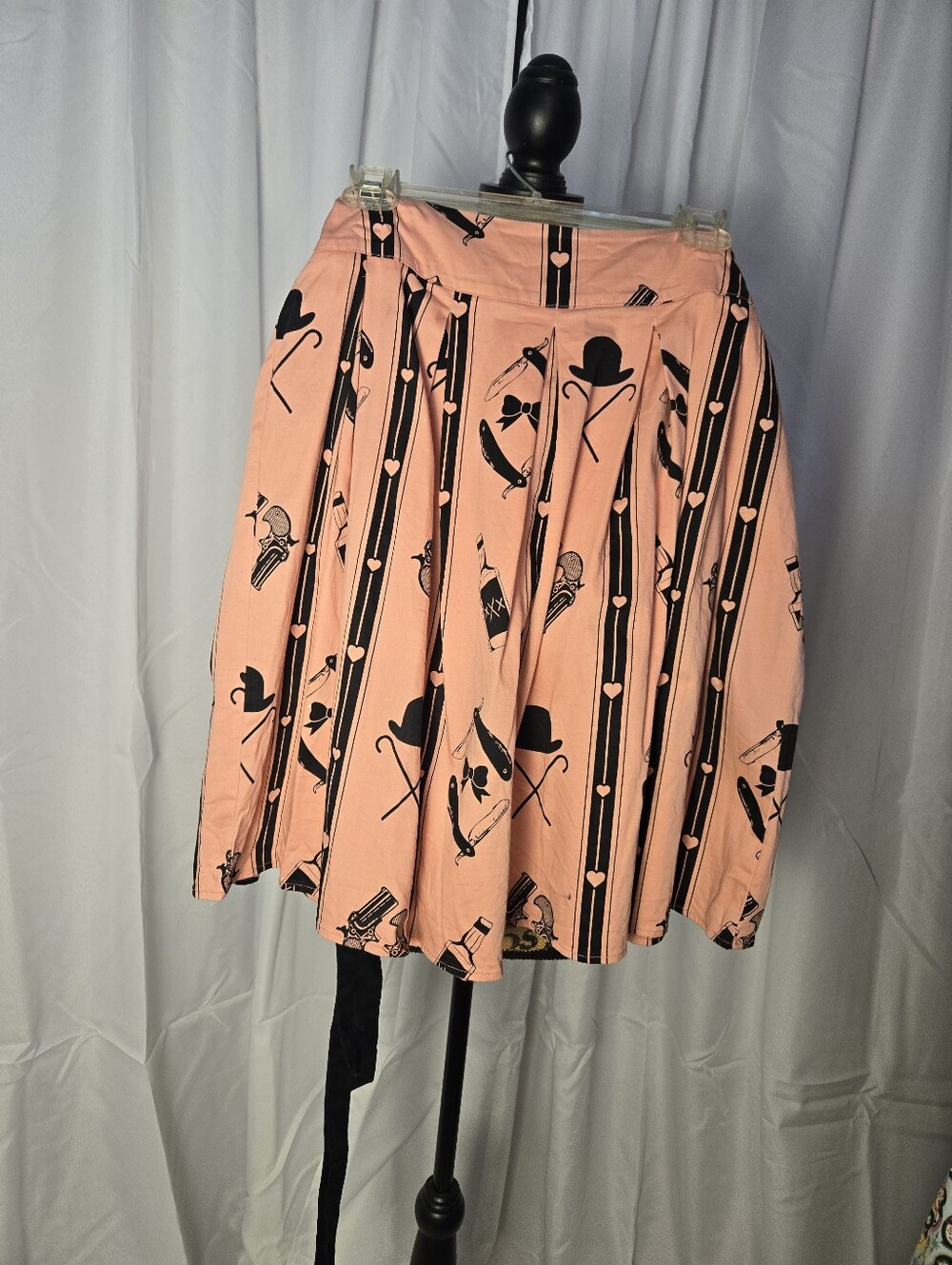 Rock Steady Peach Skater Skirt with Black Novelty Printrock Stea